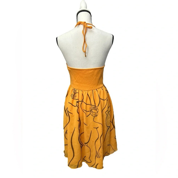 Dina Buvka For Zara Orange Halter Dress Mini Art To Wear Size Large Stretch NWT - Picture 2 of 6